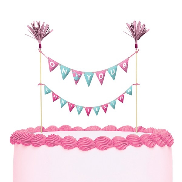 Cake Topper - On Your Christening - Pink